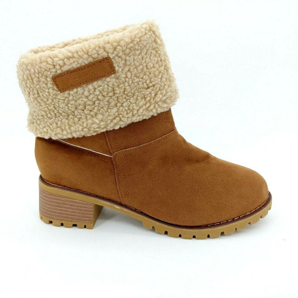 Rosy Womens Sherpa Collar‎ Fold Over Ankle Boots EUR 42 New
